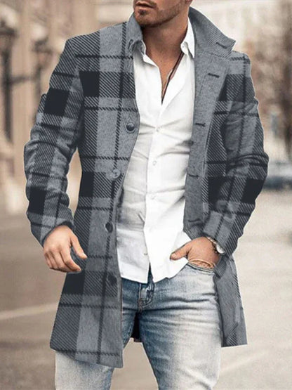 New Men's Woolen Stand Collar Mid-Length Pocket Casual Coat - Shello's Creative Boutique