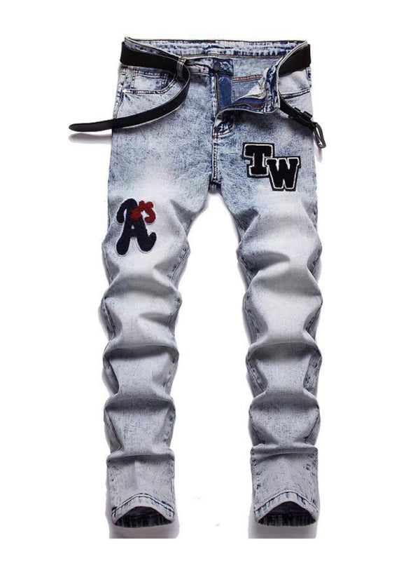 New style Zhangzi pattern micro-elastic high-quality fabric slim fit small straight jeans Shello's Creative Boutique
