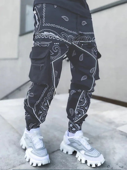 New Printed Cashew Flower Harem Pants Men's Loose Overalls - Shello's Creative Boutique