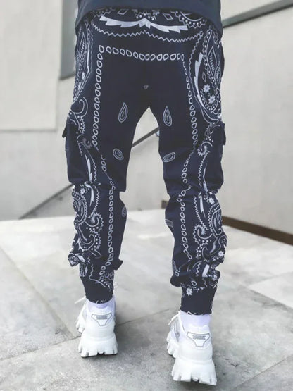 New Printed Cashew Flower Harem Pants Men's Loose Overalls - Shello's Creative Boutique