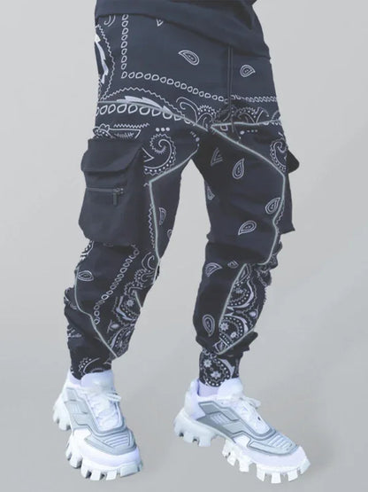 New Printed Cashew Flower Harem Pants Men's Loose Overalls - Shello's Creative Boutique