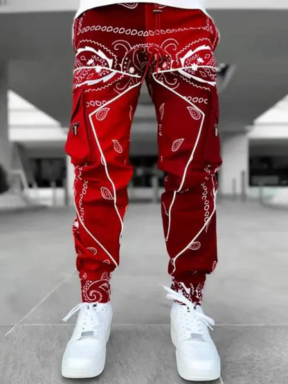 New Printed Cashew Flower Harem Pants Men's Loose Overalls - Shello's Creative Boutique