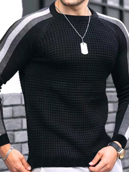 Round neck color contrast t-shirt men's casual loose bottoming sweater Shello's Creative Boutique