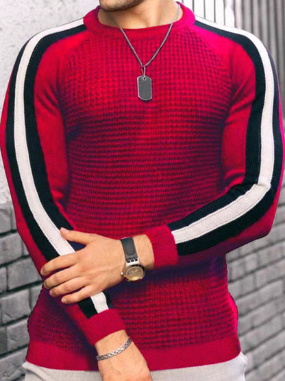Round neck color contrast t-shirt men's casual loose bottoming sweater Shello's Creative Boutique