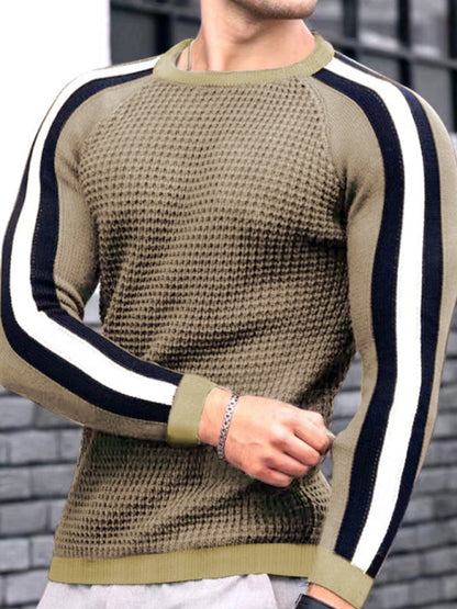 Round neck color contrast t-shirt men's casual loose bottoming sweater Shello's Creative Boutique