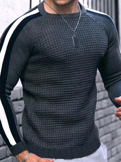 Round neck color contrast t-shirt men's casual loose bottoming sweater Shello's Creative Boutique