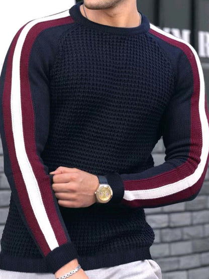 Round neck color contrast t-shirt men's casual loose bottoming sweater Shello's Creative Boutique