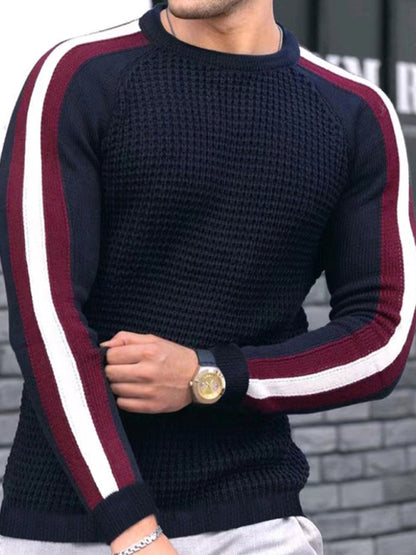 Round neck color contrast t-shirt men's casual loose bottoming sweater Shello's Creative Boutique