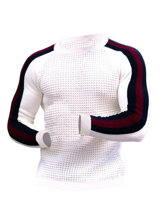 Round neck color contrast t-shirt men's casual loose bottoming sweater Shello's Creative Boutique