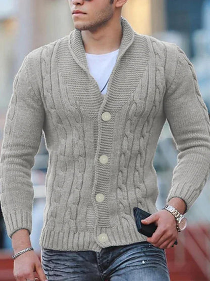 New Sweater Men's Knitted Cardigan Solid Colour Slim Men's Jacket - Shello's Creative Boutique
