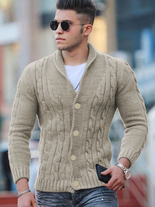New Sweater Men's Knitted Cardigan Solid Color Slim Men's Jacket Shello's Creative Boutique