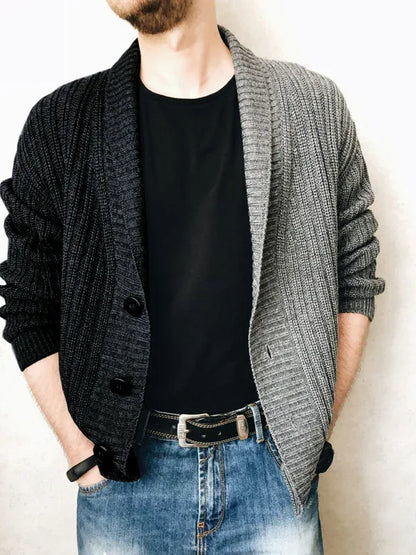Men's Color Block Single Breasted Casual Knit Cardigan - Shello's Creative Boutique