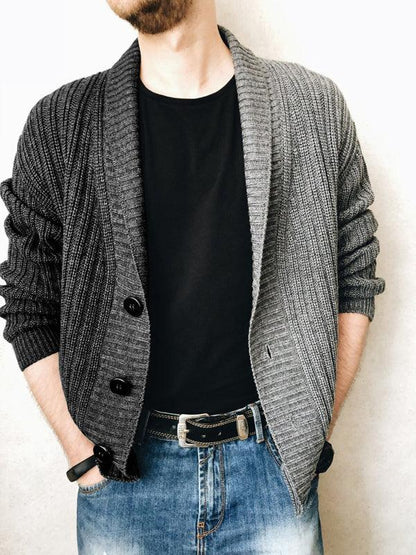 Men's Color Block Single Breasted Casual Knit Cardigan - Shello's Creative Boutique