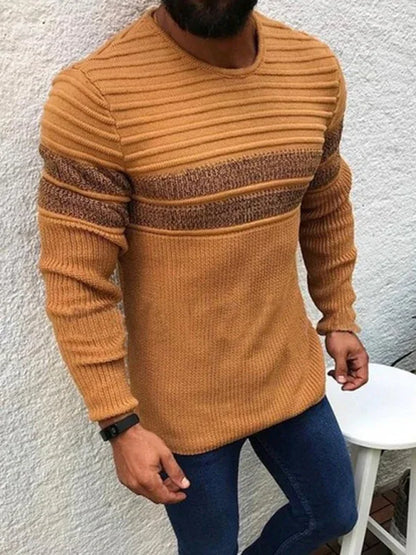 Men's Colorblock Stripe Casual Crew Neck Pullover - Shello's Creative Boutique