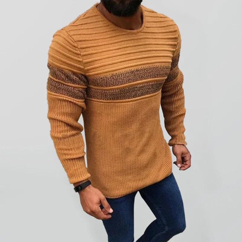 Men's Colorblock Stripe Casual Crew Neck Pullover - Shello's Creative Boutique