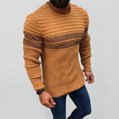 Men's Colorblock Stripe Casual Crew Neck Pullover - Shello's Creative Boutique