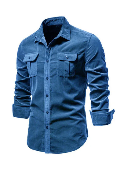 Men's corduroy slim-fit casual long-sleeve shirt - Shello's Creative Boutique