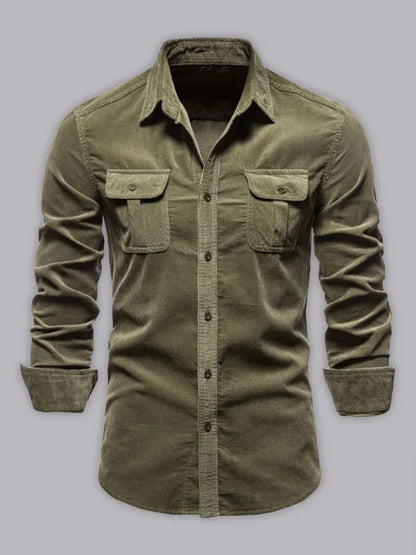 Men's corduroy slim-fit casual long-sleeve shirt - Shello's Creative Boutique