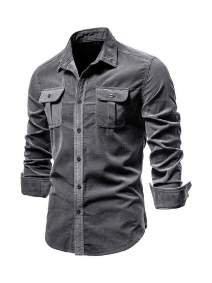 Men's corduroy slim-fit casual long-sleeve shirt - Shello's Creative Boutique