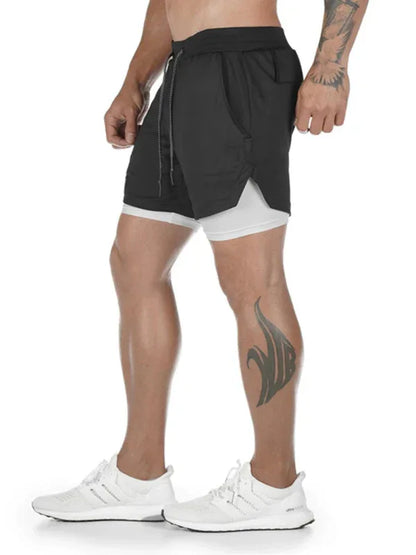 Men's athleisure fake two-piece shorts - Shello's Creative Boutique