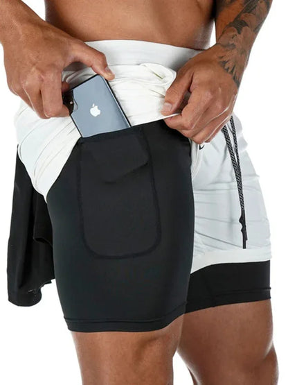 Men's athleisure fake two-piece shorts - Shello's Creative Boutique