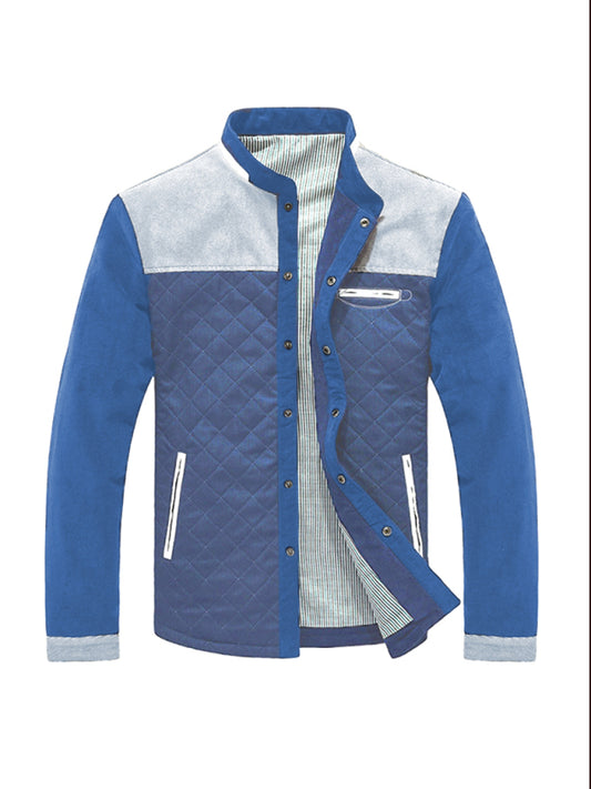 Side seam pocket thickened non-hooded blue casual youth jacket Shello's Creative Boutique