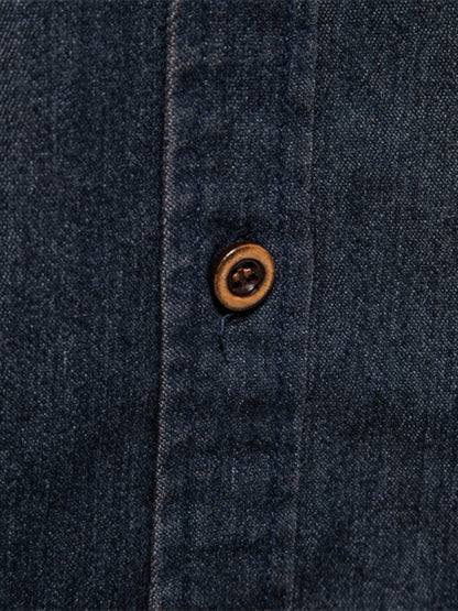 Denim non-iron shirt men's casual solid color non-iron men's long-sleeved shirt