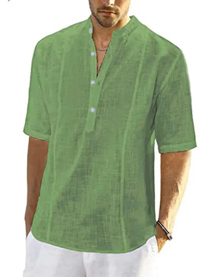 Men's Casual Linen Shirt - Comfortable Long Sleeve Summer Shirt - Shello's Creative Boutique