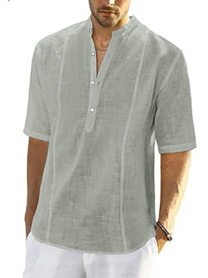 Men's Casual Linen Shirt - Comfortable Long Sleeve Summer Shirt - Shello's Creative Boutique