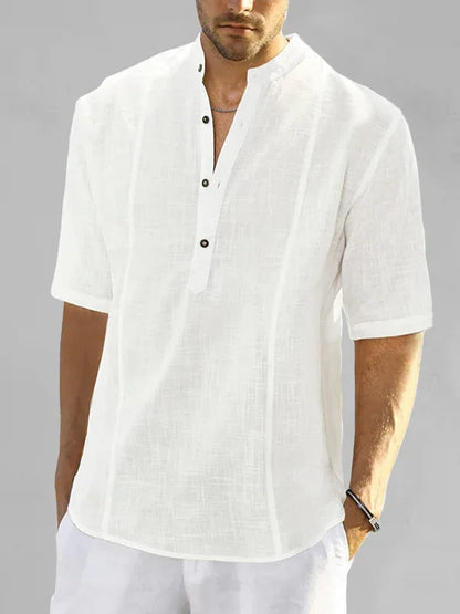 Men's Casual Linen Shirt - Comfortable Long Sleeve Summer Shirt - Shello's Creative Boutique