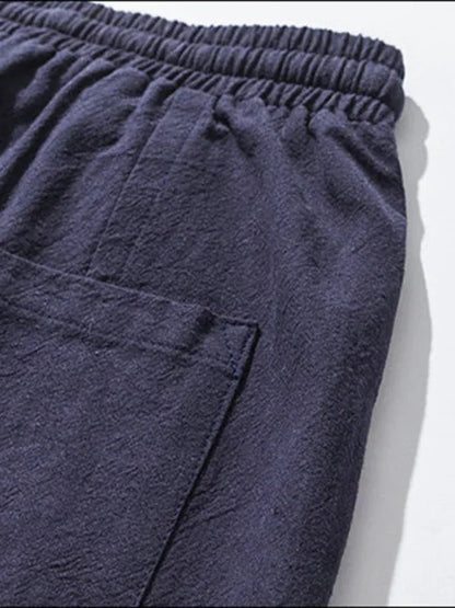 Men Cotton Linen Trousers Solid Colour Bloomers Casual Pants - Shello's Creative Boutique