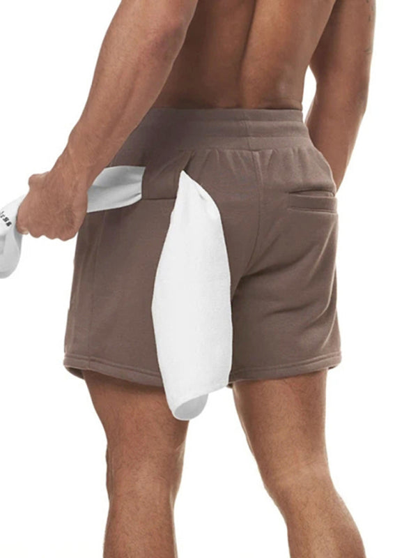 Sports Gym Shorts Men's Multi Pocket Hanging Towel Running Training Pants Cotton Shello's Creative Boutique