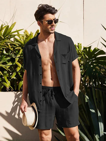 Loose Casual Cotton Linen Cardigan Shirt Shorts Set – Effortless Style for Spring and Summer! - Shello's Creative Boutique