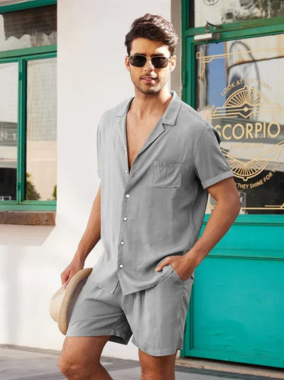 Loose Casual Cotton Linen Cardigan Shirt Shorts Set – Effortless Style for Spring and Summer! - Shello's Creative Boutique