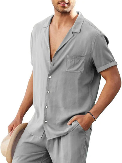 Loose Casual Cotton Linen Cardigan Shirt Shorts Set – Effortless Style for Spring and Summer! - Shello's Creative Boutique