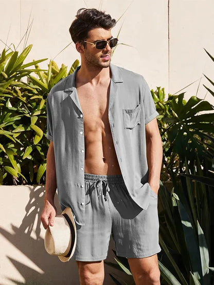 Loose Casual Cotton Linen Cardigan Shirt Shorts Set – Effortless Style for Spring and Summer! - Shello's Creative Boutique