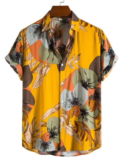 Men's Fashion Trend Casual Cotton Printed Short Sleeve Shirt - Shello's Creative Boutique