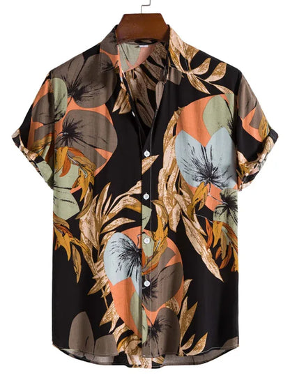 Men's Fashion Trend Casual Cotton Printed Short Sleeve Shirt - Shello's Creative Boutique