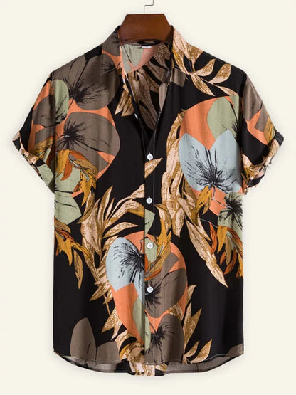 Men's Fashion Trend Casual Cotton Printed Short Sleeve Shirt - Shello's Creative Boutique