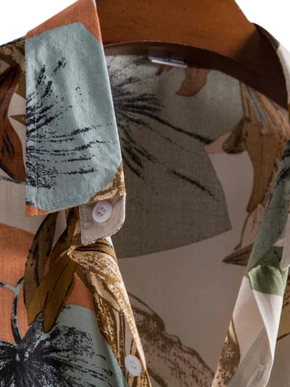 Men's Fashion Trend Casual Cotton Printed Short Sleeve Shirt - Shello's Creative Boutique