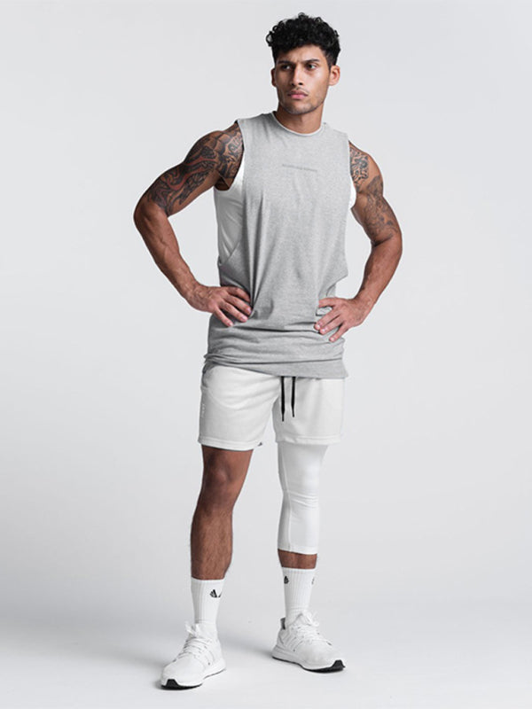 Men's sports trendy brand loose big slit solid color sleeveless quick-drying vest Shello's Creative Boutique
