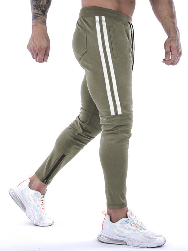 Men's Contrasting Stripe Zippered Training Sweatpants Shello's Creative Boutique