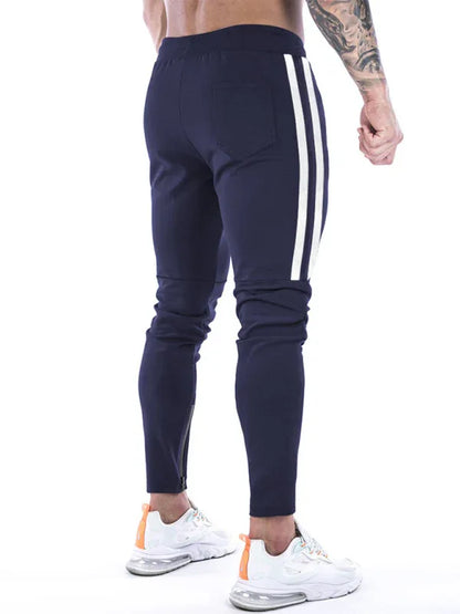 Men's Contrasting Stripe Zippered Training Sweatpants – Sleek and Sporty Comfort for Everyday Wear! - Shello's Creative Boutique
