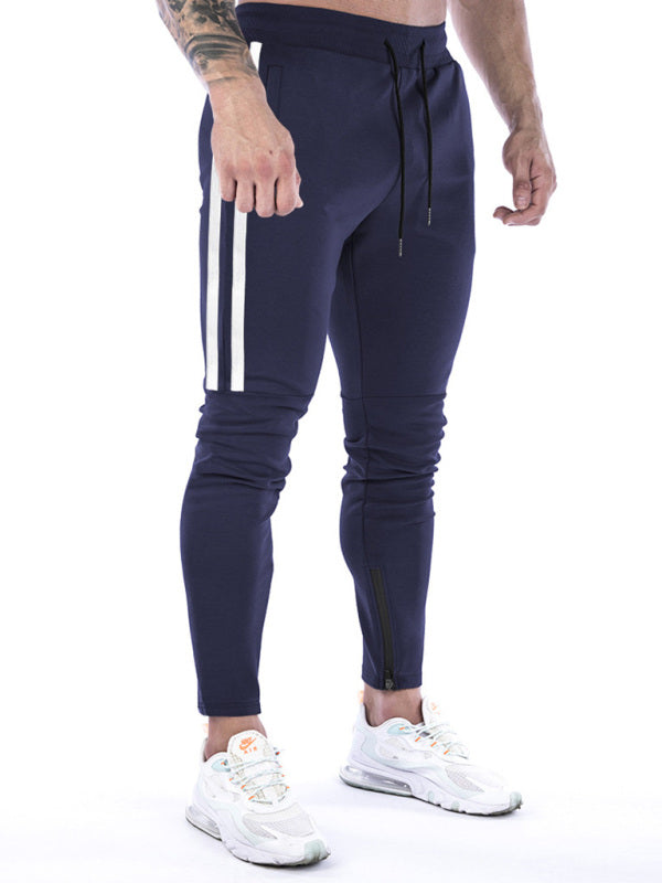 Men's Contrasting Stripe Zippered Training Sweatpants Shello's Creative Boutique