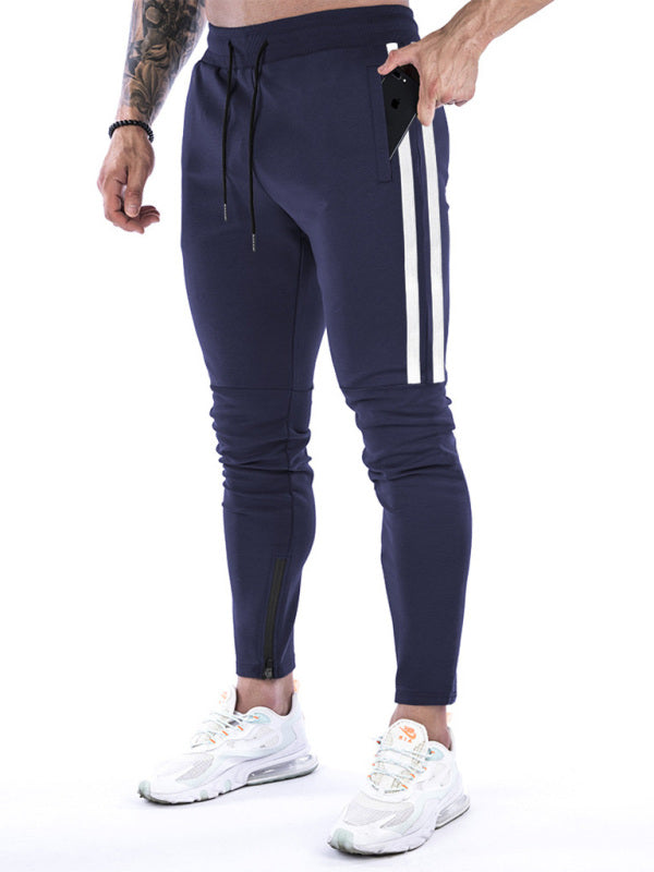 Men's Contrasting Stripe Zippered Training Sweatpants Shello's Creative Boutique