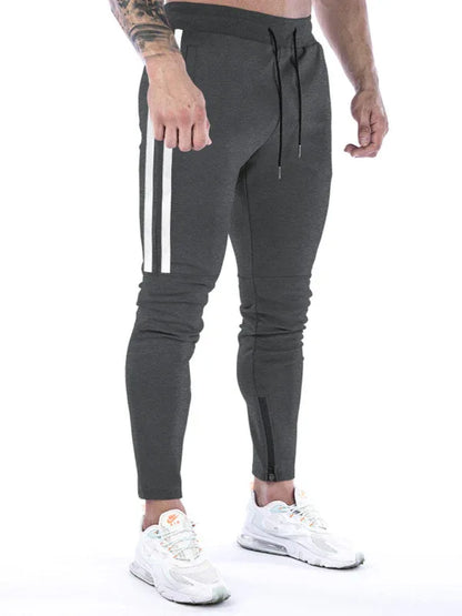 Men's Contrasting Stripe Zippered Training Sweatpants – Sleek and Sporty Comfort for Everyday Wear! - Shello's Creative Boutique