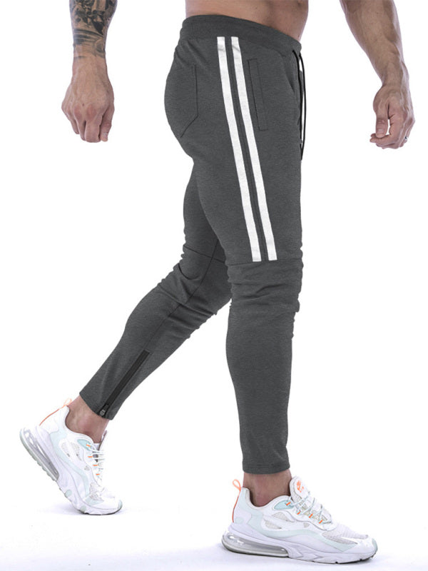 Men's Contrasting Stripe Zippered Training Sweatpants Shello's Creative Boutique