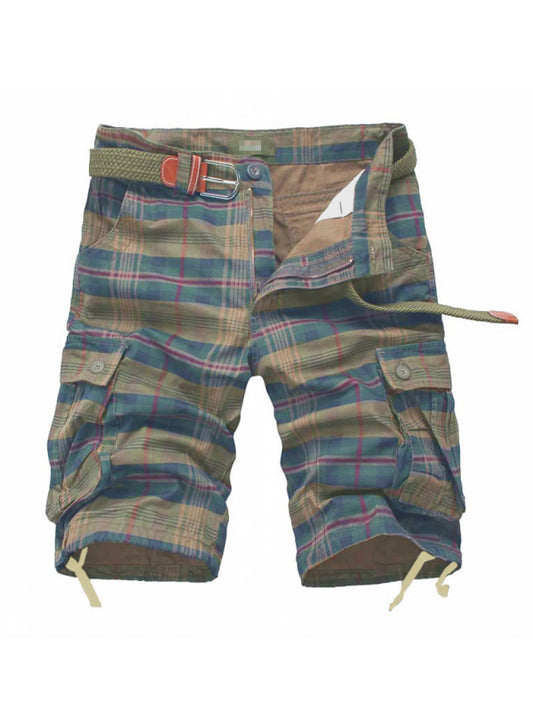 Cargo Shorts Men's Sweatpants Half Pocket Plaid Shorts Shello's Creative Boutique
