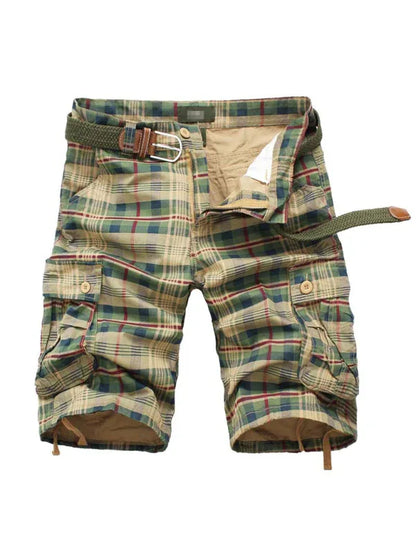 Cargo Shorts Men Half Pocket Plaid Shorts – Perfectly Crafted for Casual Comfort! - Shello's Creative Boutique