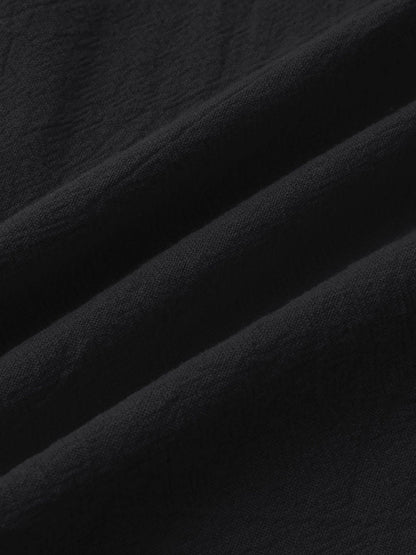 Men's Square Neck Casual Cotton Linen Shirt Linen Solid Color Half Sleeve Top Shello Creative Boutique